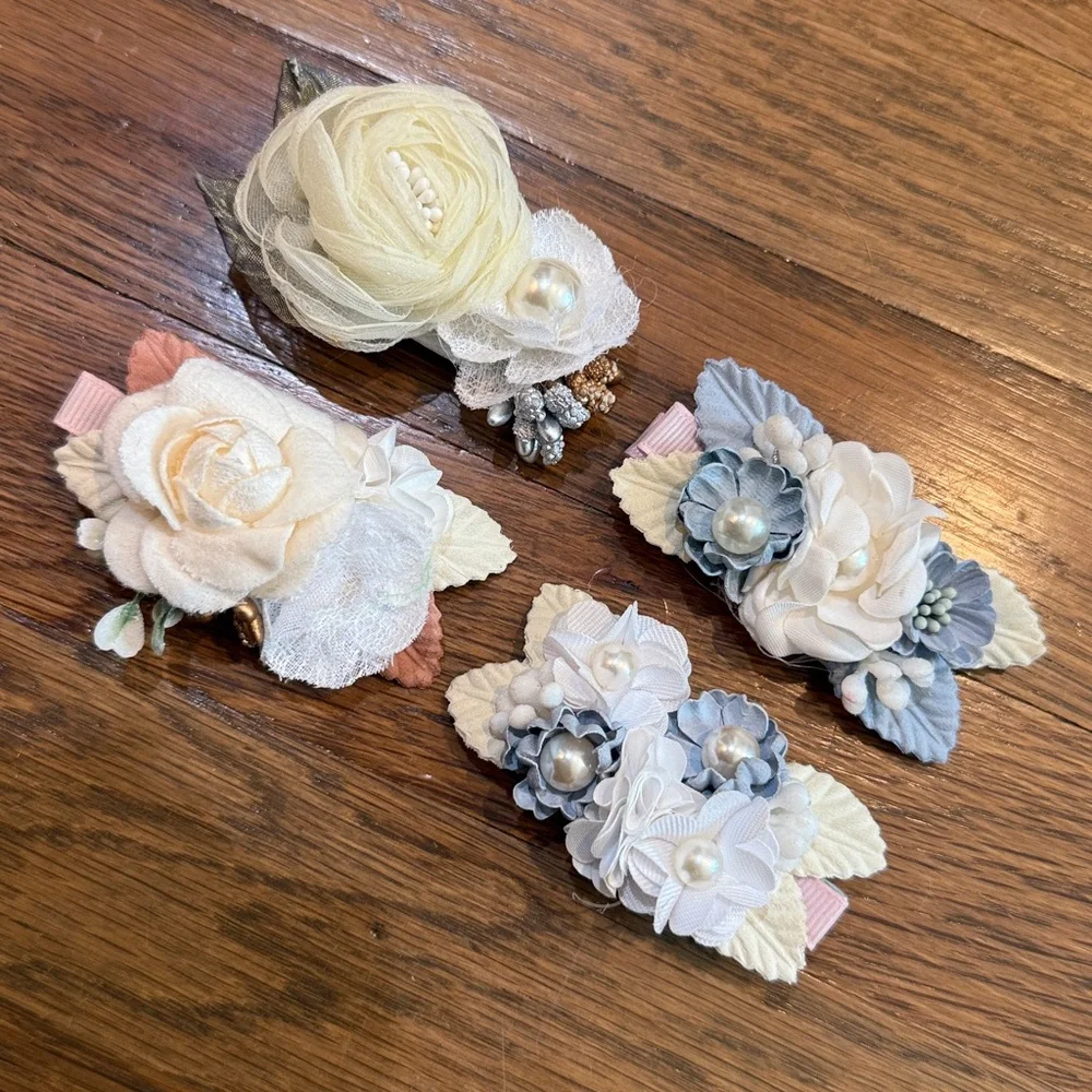 Boho Mini Floral Hair Clips Set for Girls